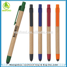 Custom company logo gift recycle pen with stylus